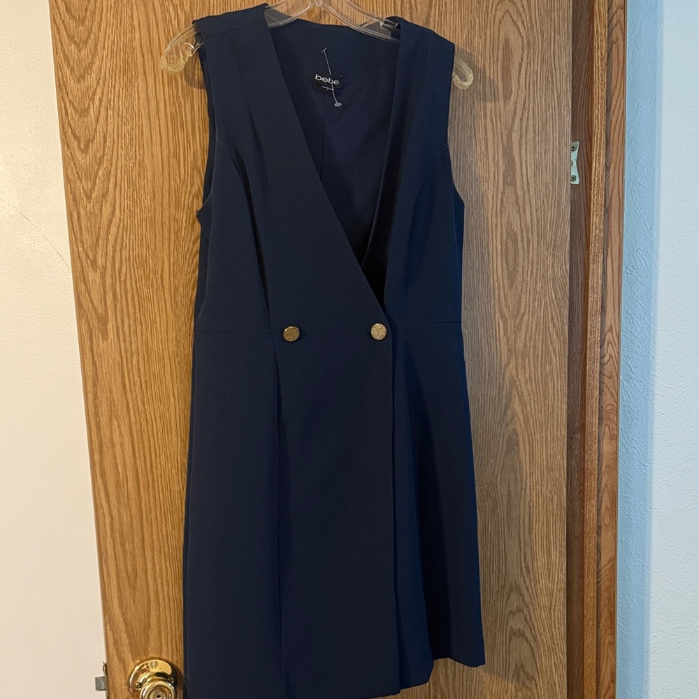Bebe Deep Blue V-Neck Mini suit Dress
